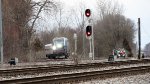 A track truck and an Amtrak......